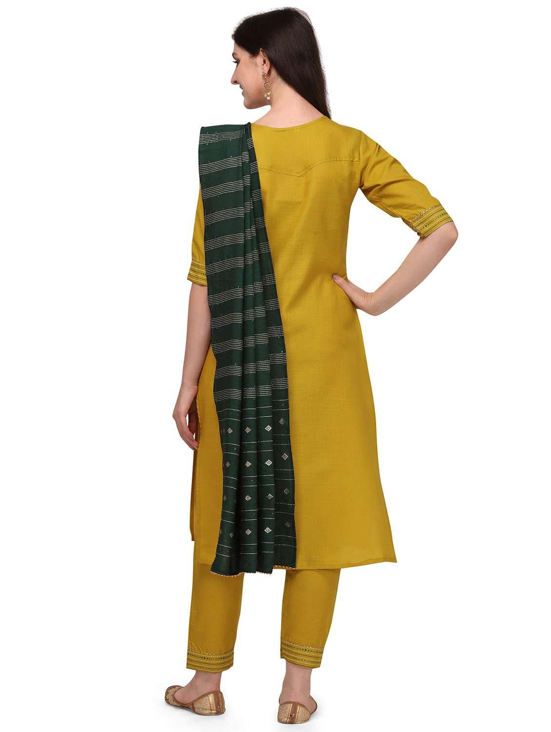 women three quarter sleeve kurta pant with dupatta set - 20194560 - Standard Image - 2