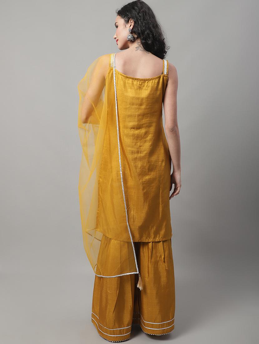 yellow kurta sharara set with dupatta - 20195075 - Standard Image - 2