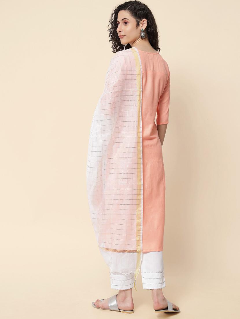 embroidered kurta pant set with dupatta - 20195162 - Standard Image - 2