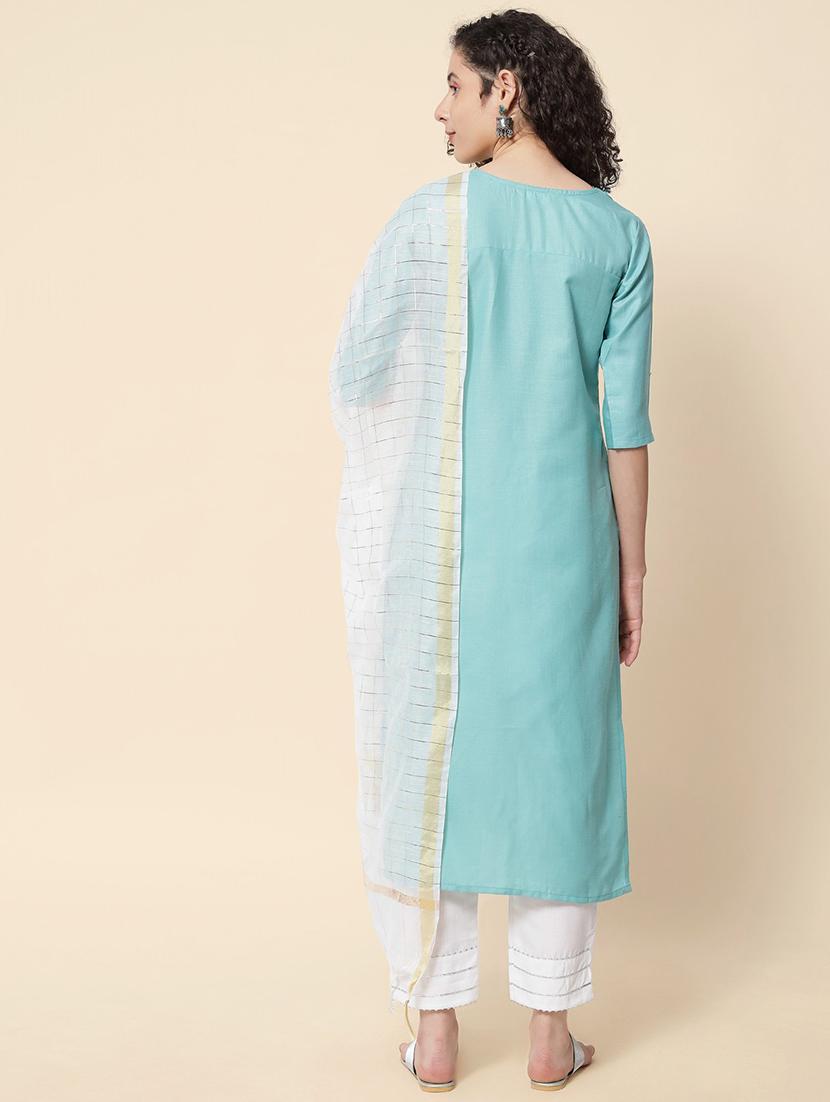 embroidered kurta pant set with dupatta - 20195163 - Standard Image - 2