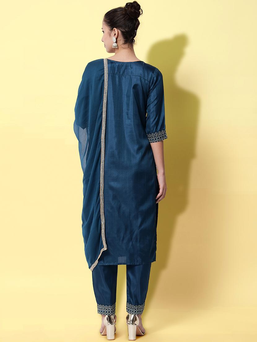 embroidered kurta pant set with dupatta - 20195175 - Standard Image - 2