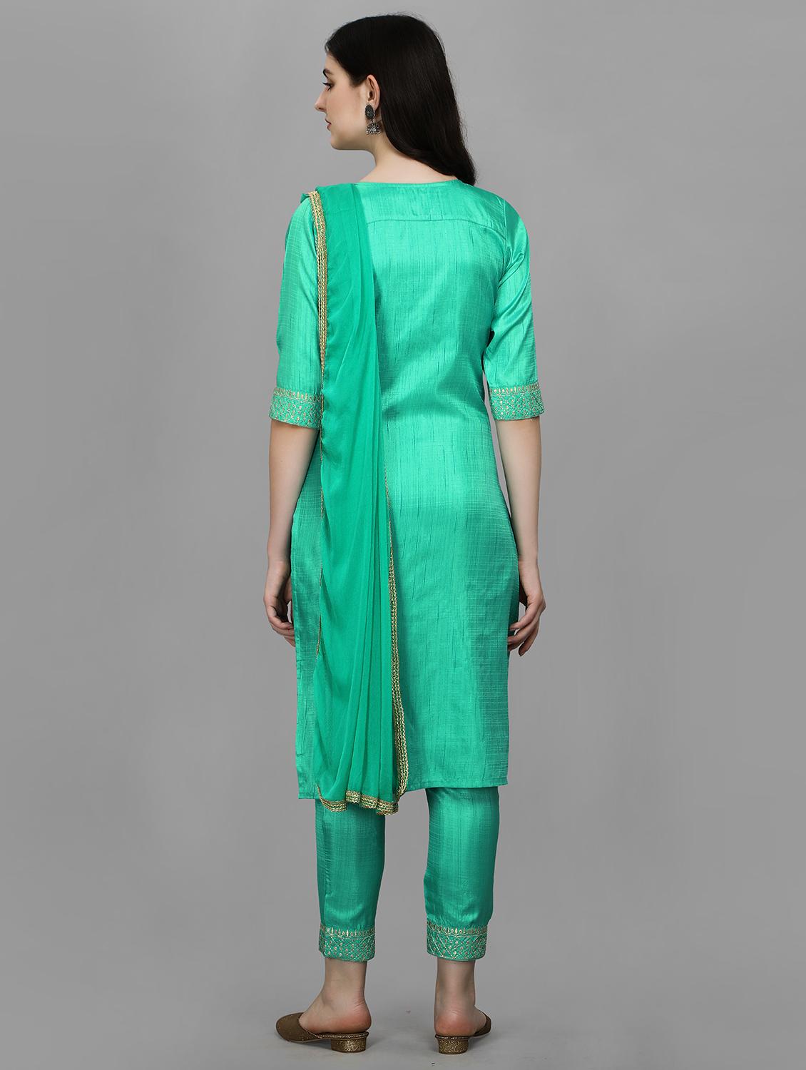 embroidered kurta pant set with dupatta - 20195188 - Standard Image - 2