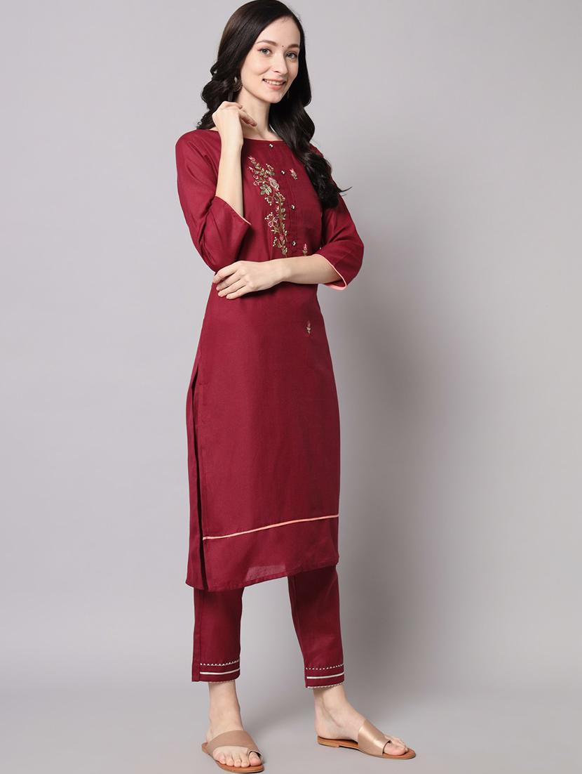 embroidered kurta pant set with dupatta - 20195203 - Standard Image - 2