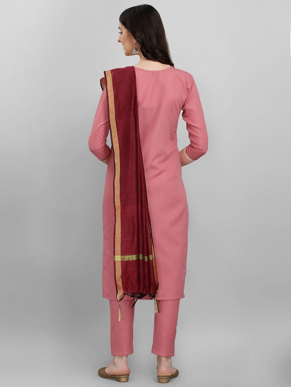 embroidered kurta pant set with dupatta - 20195205 - Standard Image - 2