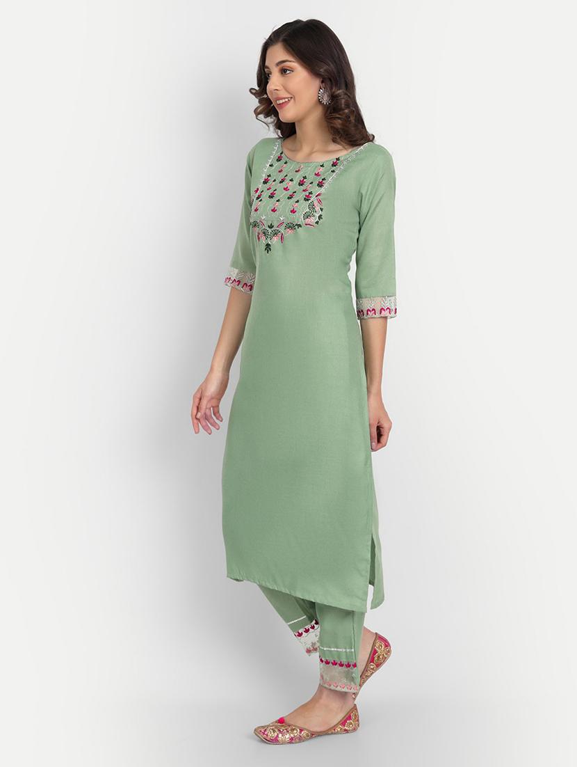 embroidered kurta pant set with dupatta - 20195300 - Standard Image - 2