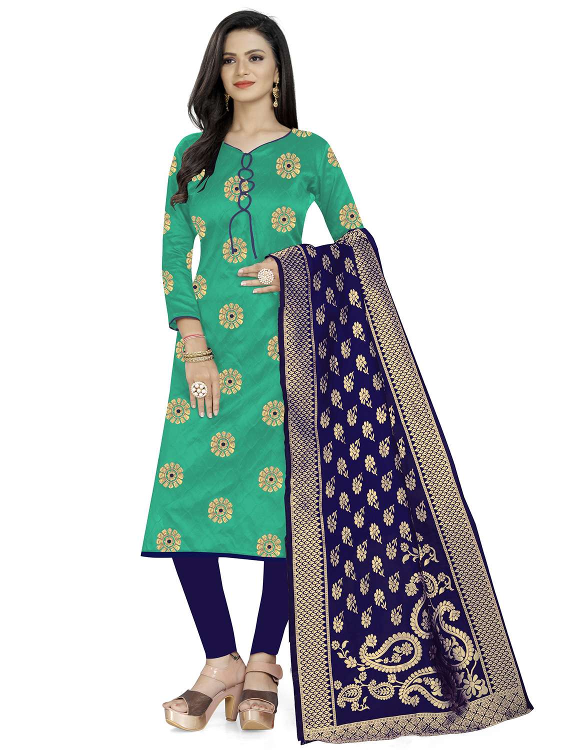 self design unstitched suit set 