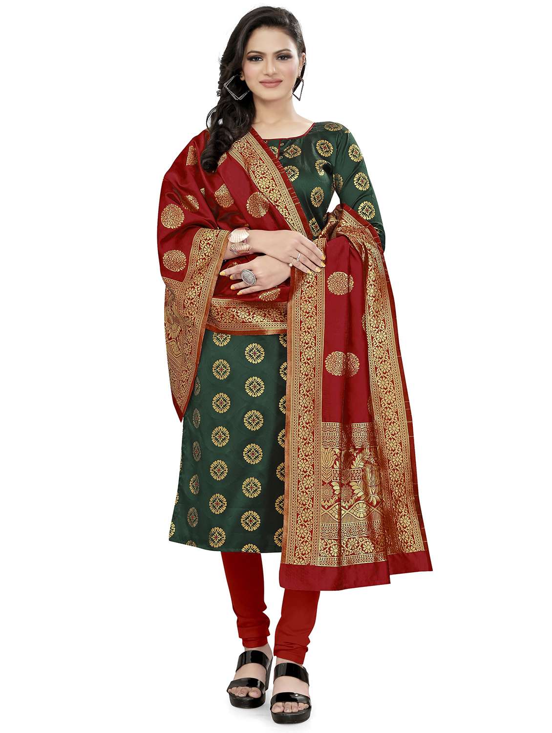 self design unstitched suit set 