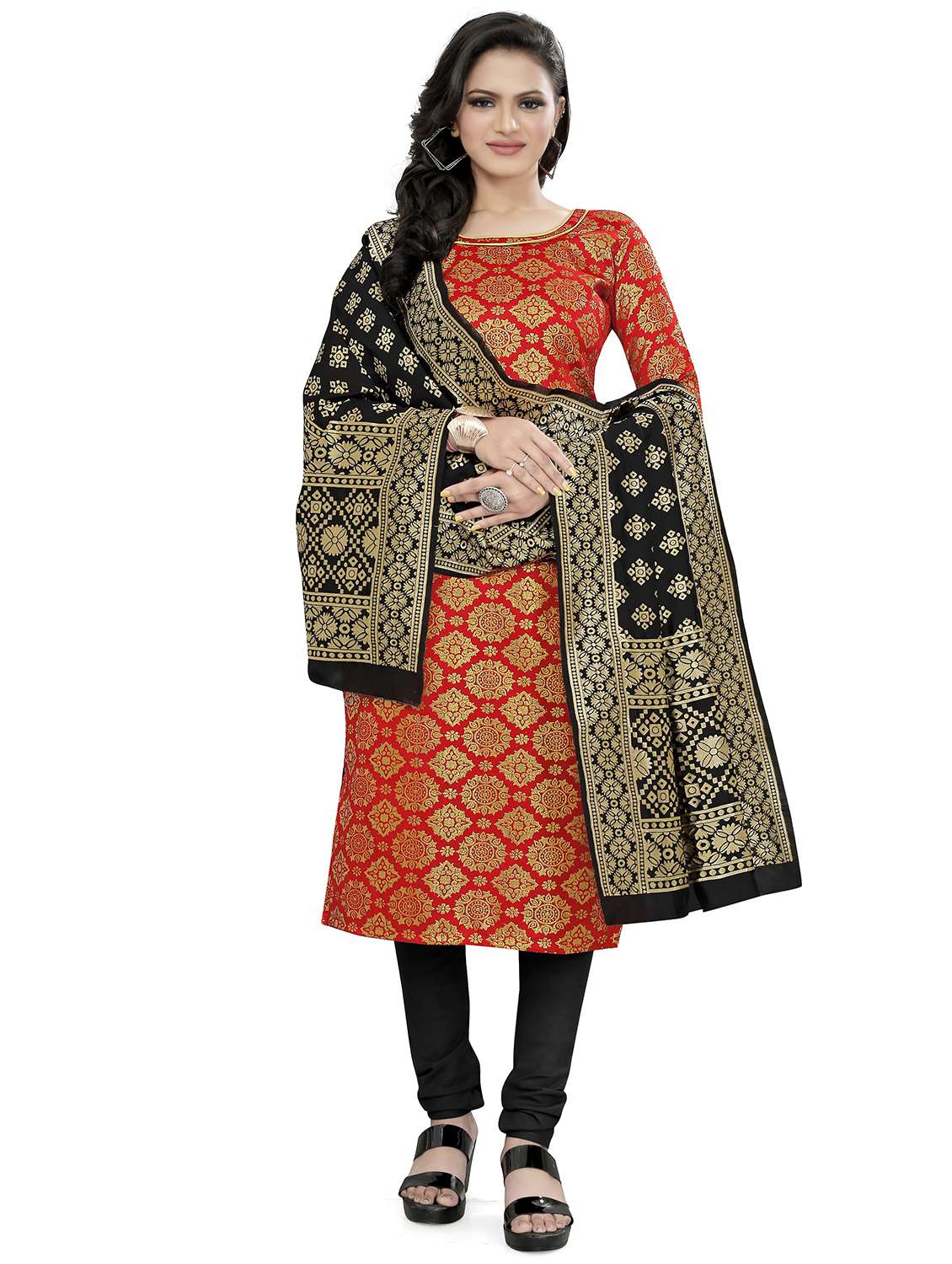 self design unstitched suit set 