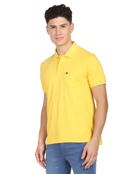 mens yellow regular fit solid polo t-shirt - 20196850 -  Standard Image - 0