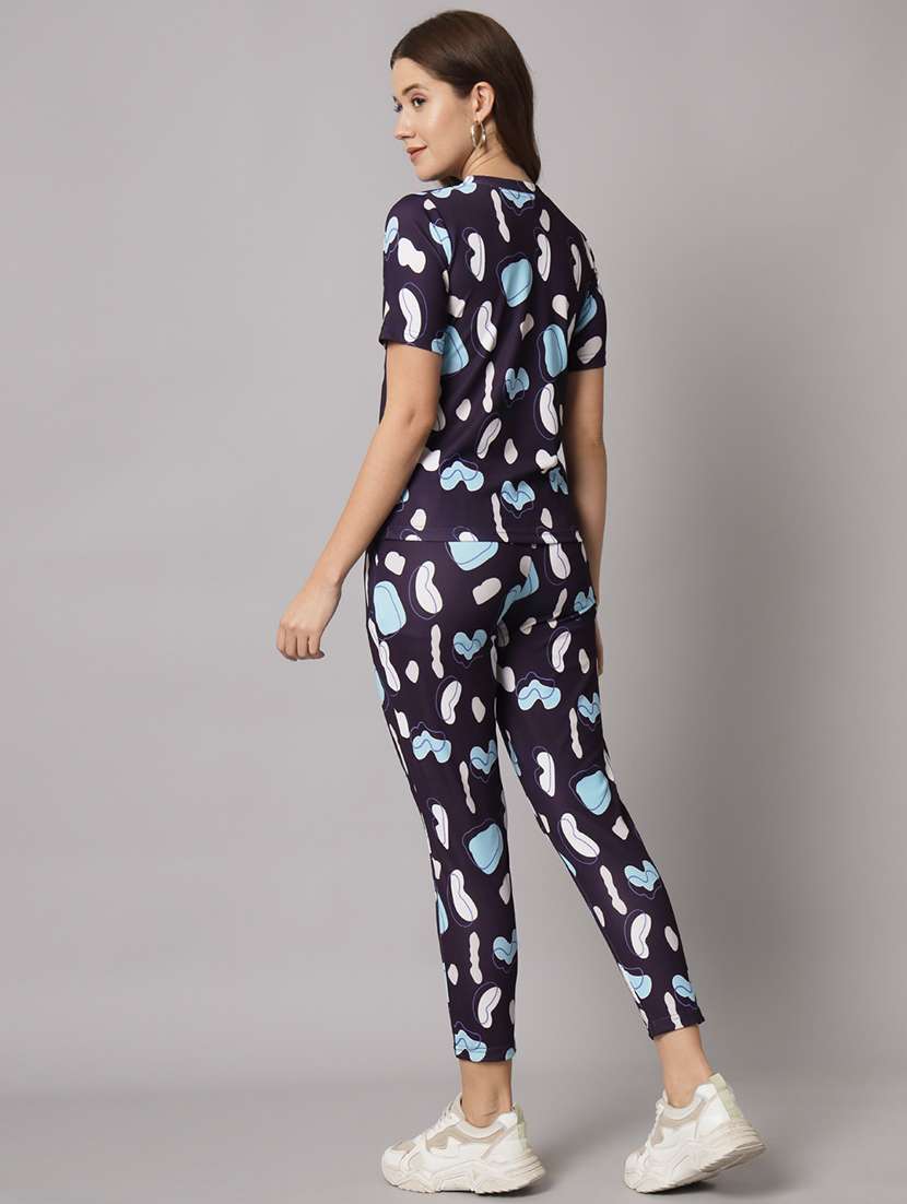 women printed t-shirt & jogger co-ord set - 20197073 -  Standard Image - 2