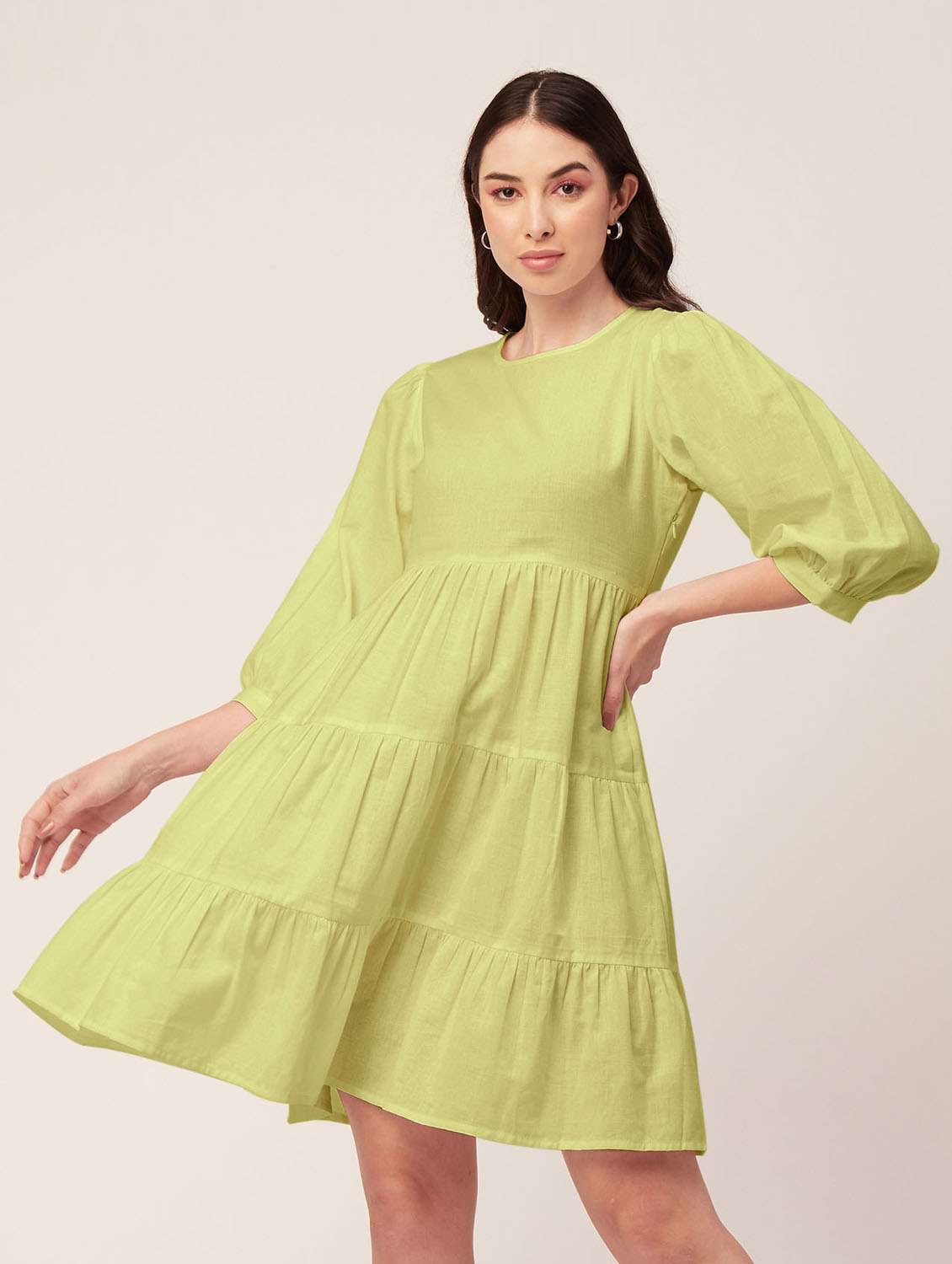 women's tiered dress solid dress