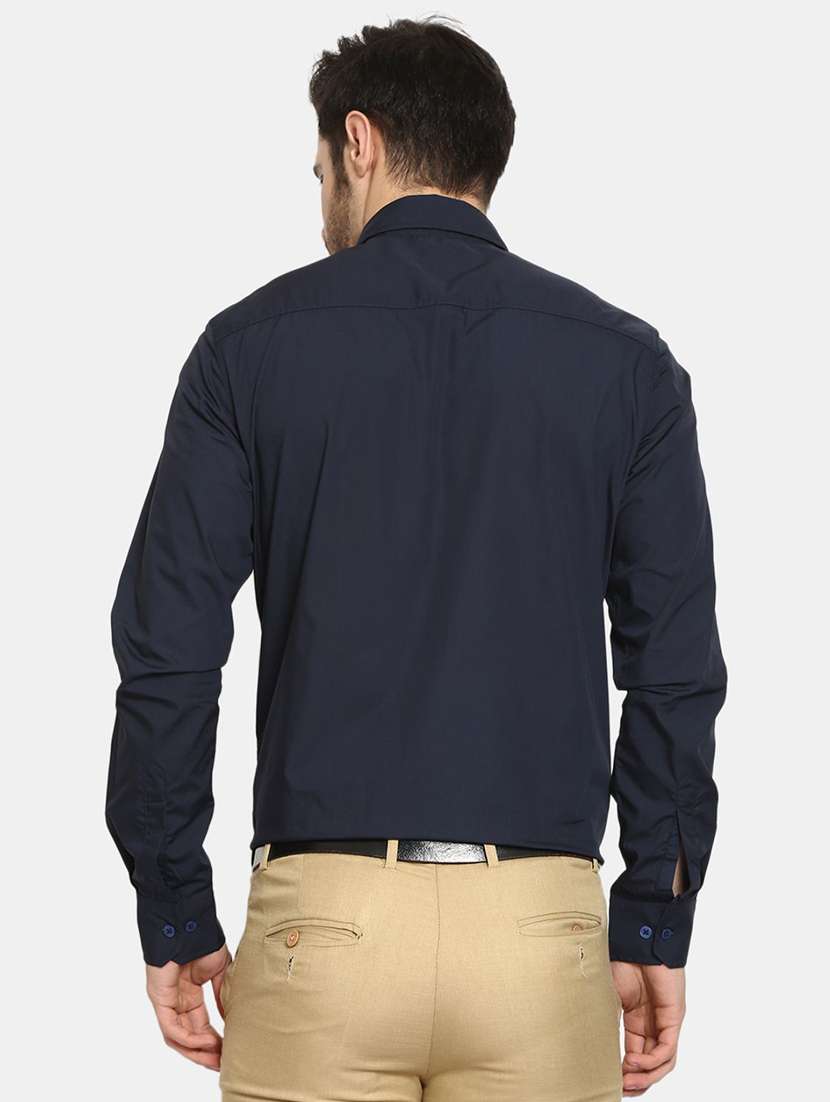 dark blue cotton casual shirt - 20197378 -  Standard Image - 2