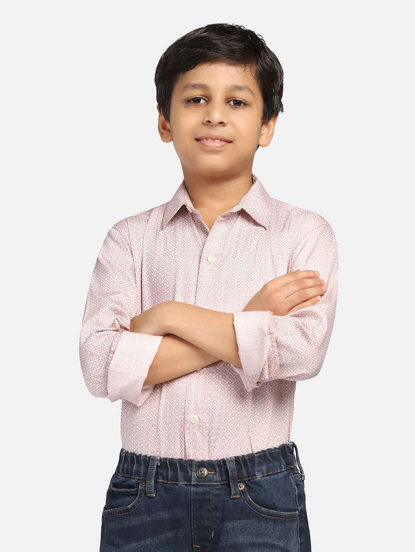 pink printed long sleeves shirt