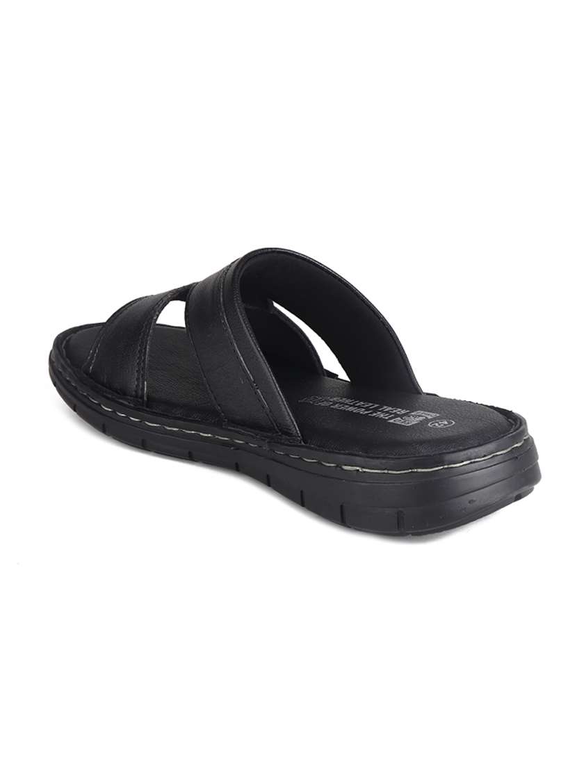 black leather slip on slippers - 20203232 -  Standard Image - 2