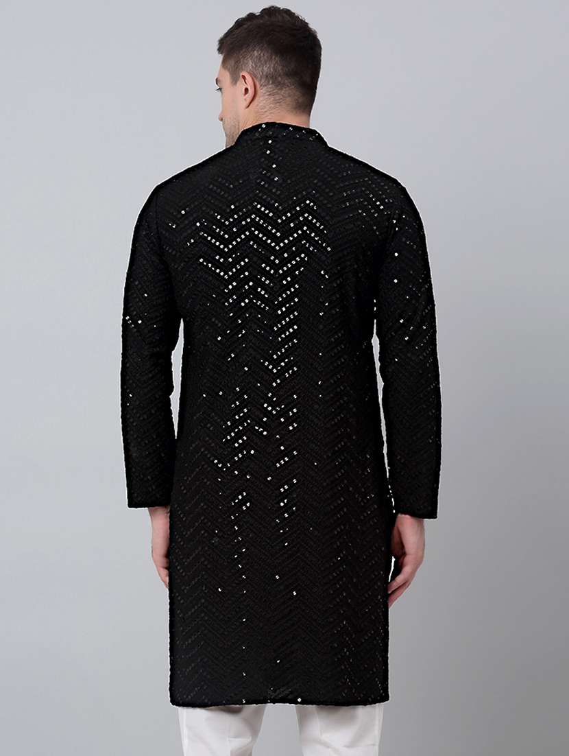 mandarin neck sequin work long kurta - 20204749 -  Standard Image - 2