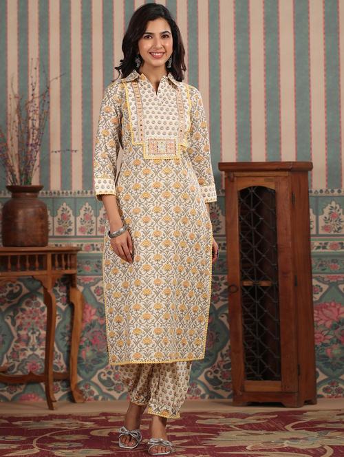 multi colored printed kurta pant set - 20205548 - Standard Image - 0