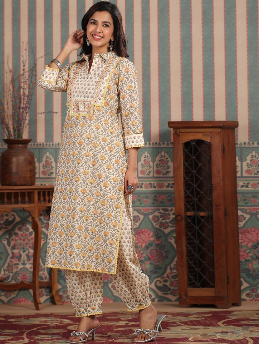multi colored printed kurta pant set - 20205548 - Standard Image - 2