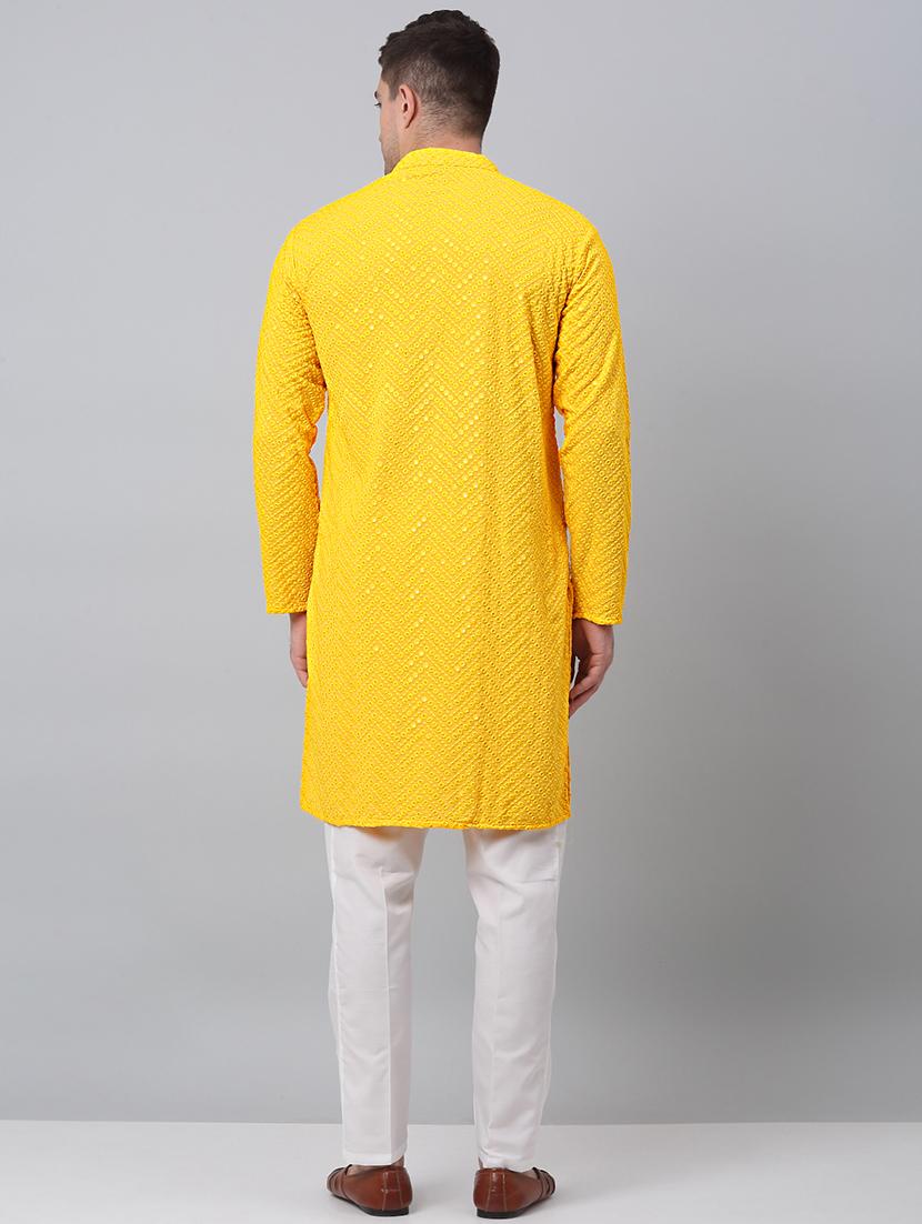 mandarin neck embroidered kurta pyjama set - 20205569 - Standard Image - 2