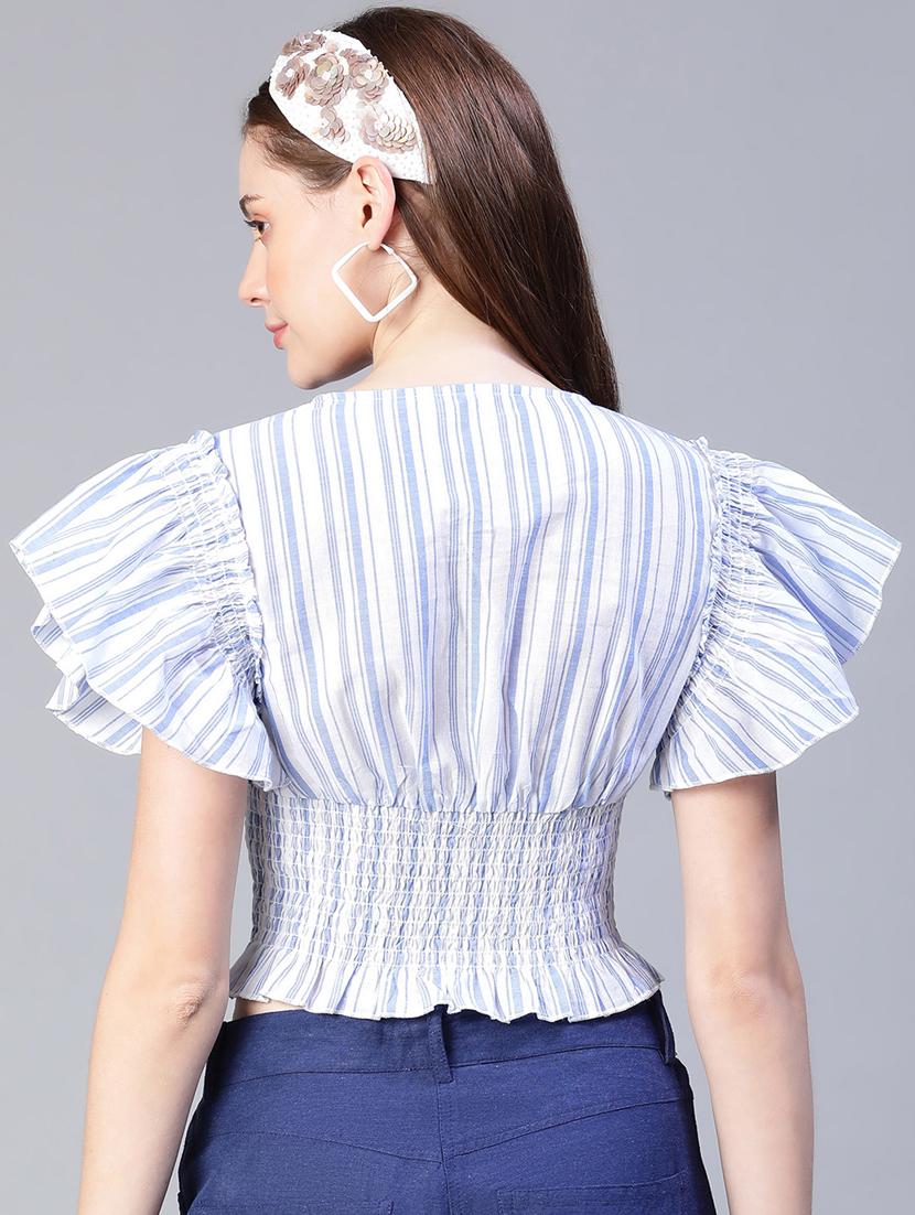 women's blouson v neck top - 20206483 - Standard Image - 2