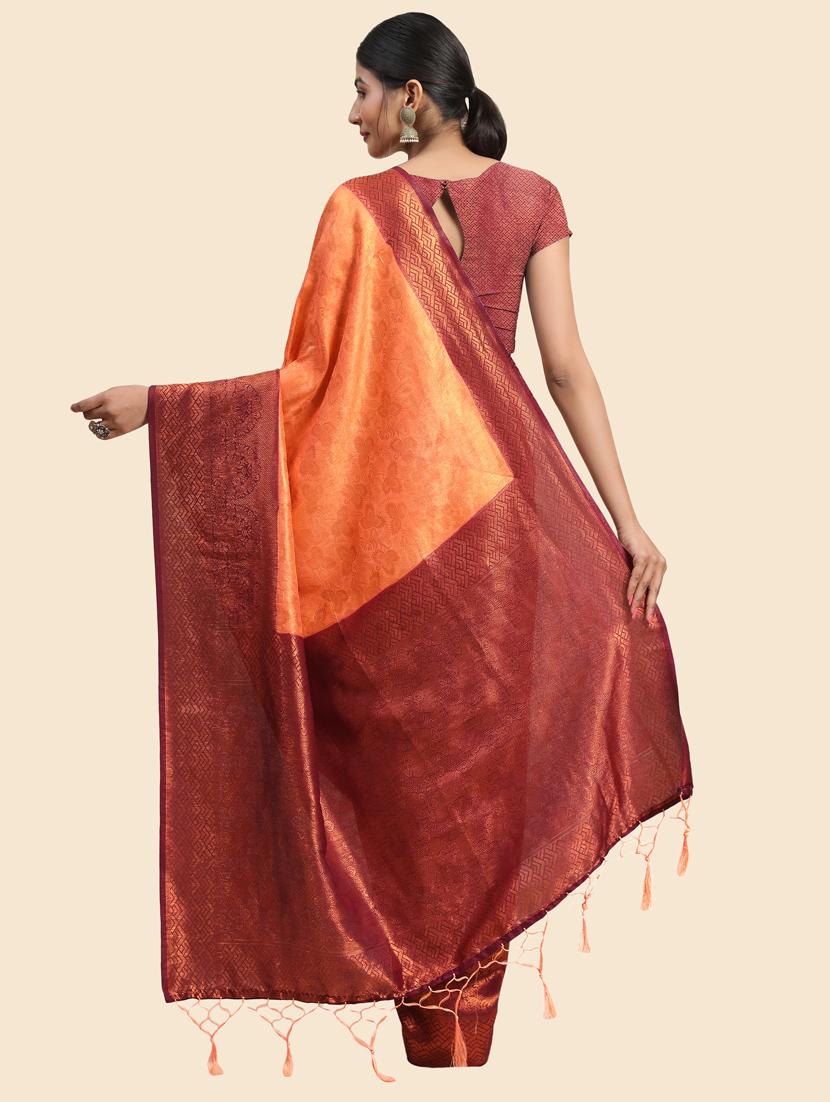orange silk saree with blouse - 20206827 - Standard Image - 2