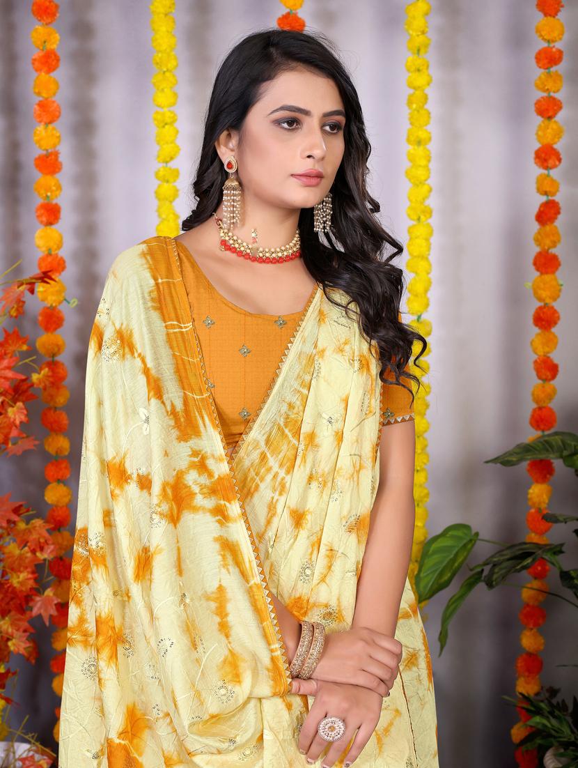 printed saree with blouse piece - 20206903 - Standard Image - 2