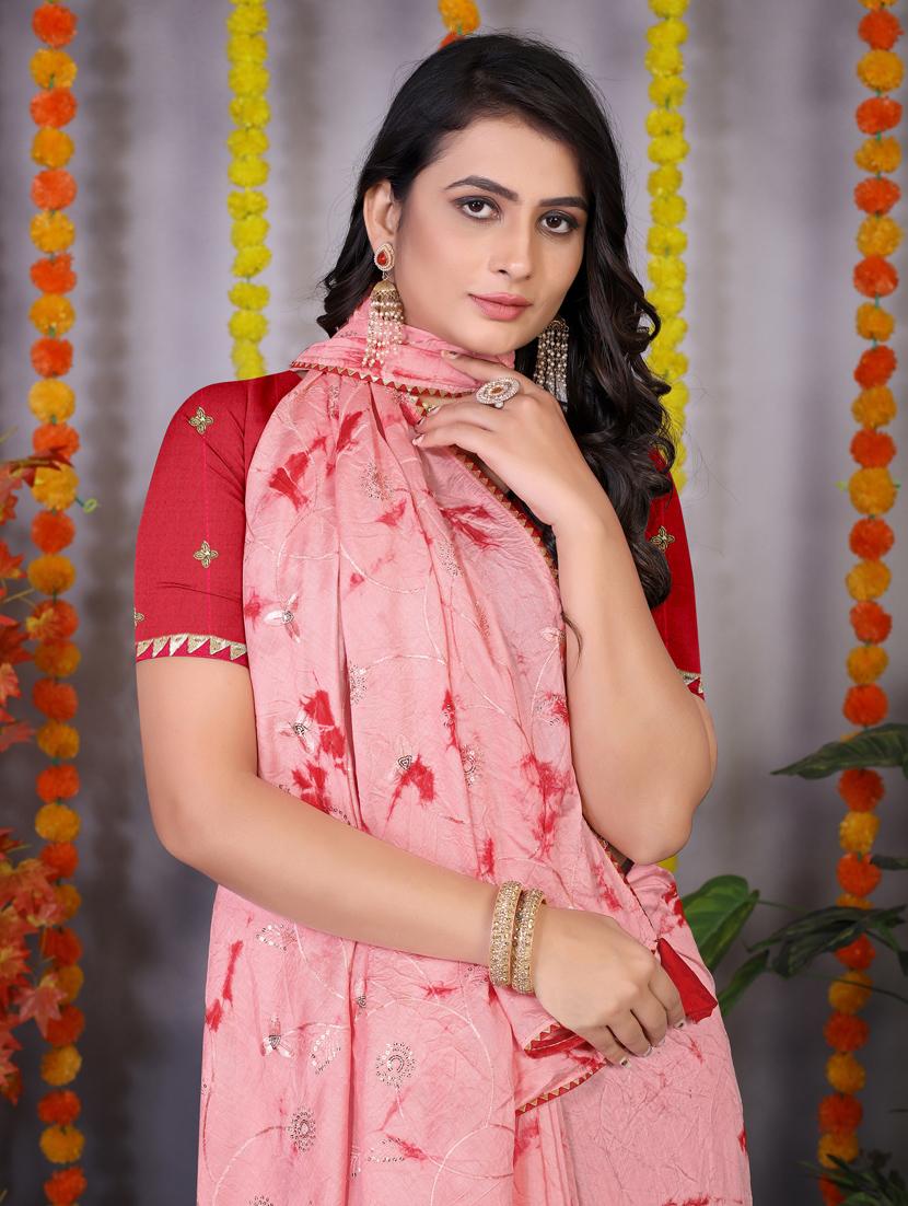 tie & dye embroidered saree - 20206927 - Standard Image - 2