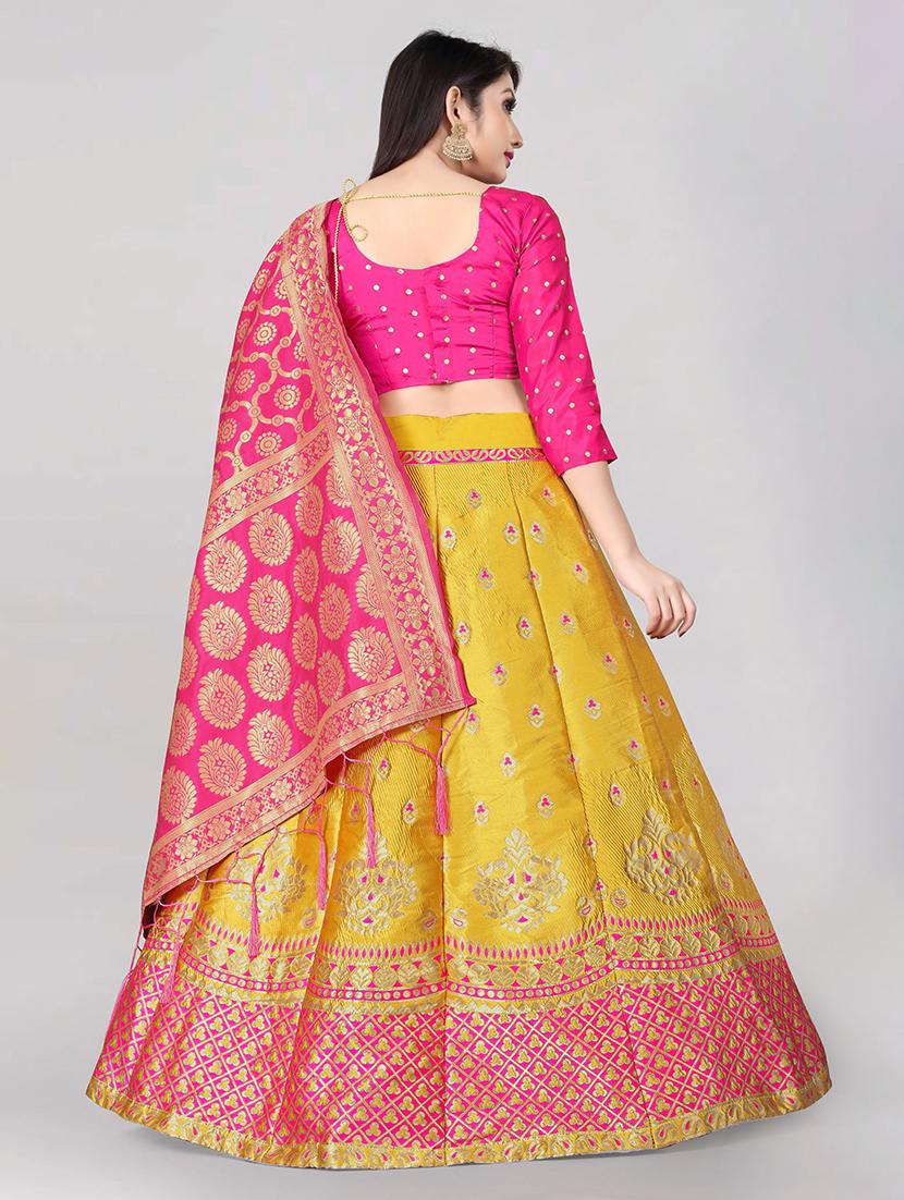zari work semi-stitched lehenga choli with dupatta - 20208492 - Standard Image - 2