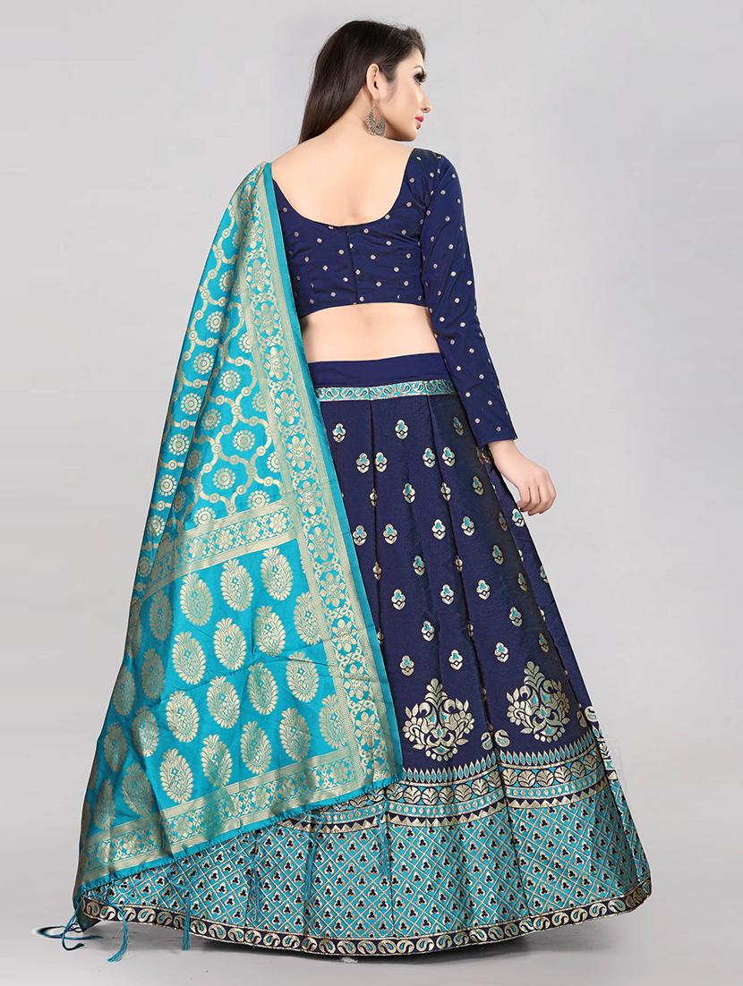 zari work semi-stitched lehenga choli with dupatta - 20208565 - Standard Image - 2