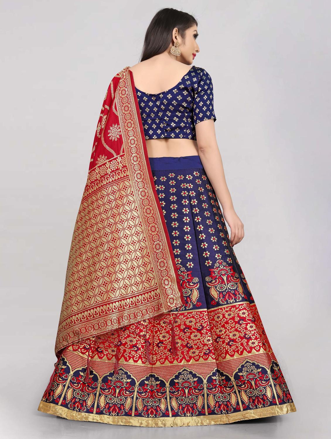 zari work semi-stitched lehenga choli with dupatta - 20208973 - Standard Image - 2