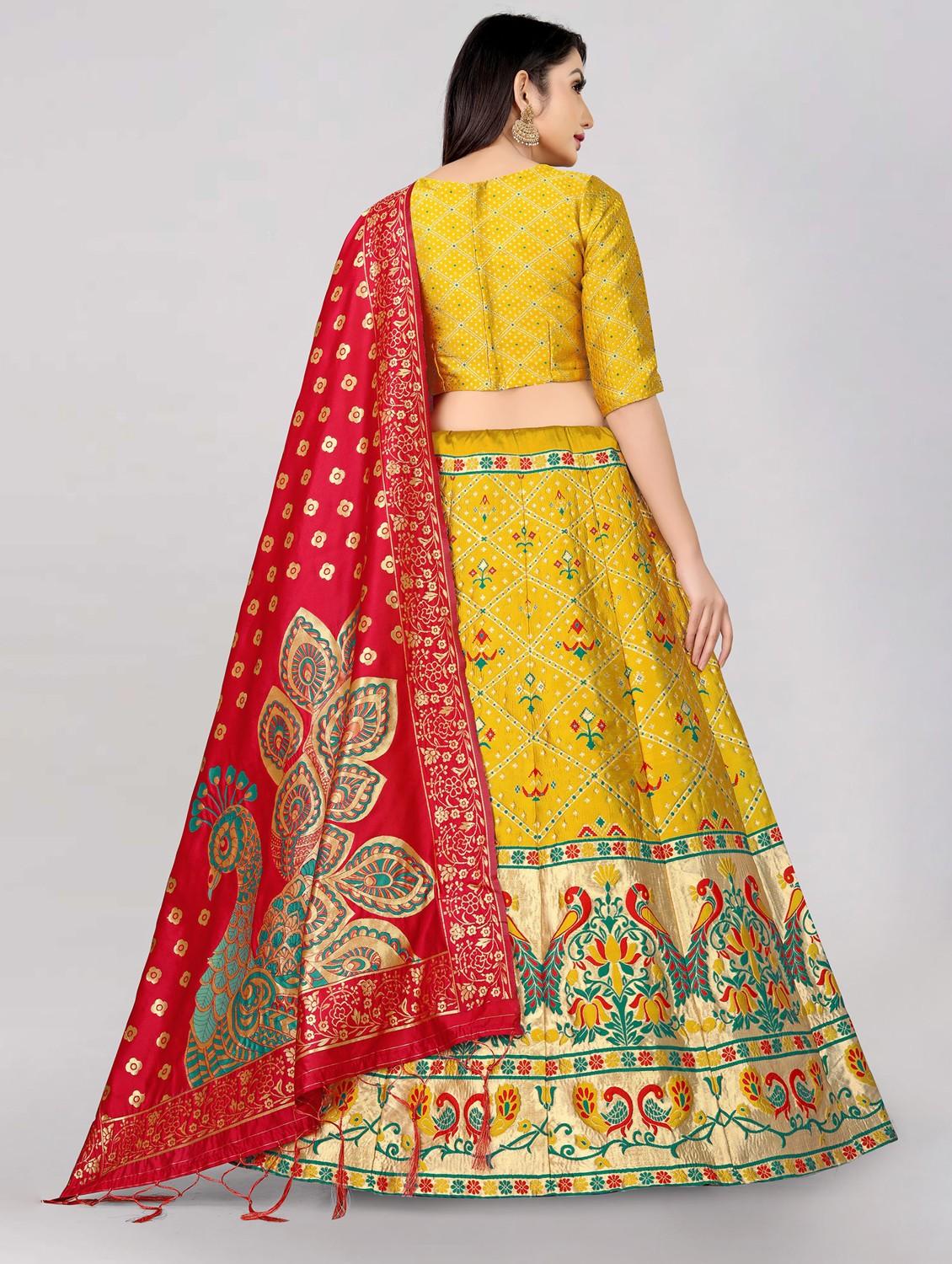 zari work semi-stitched lehenga choli with dupatta - 20208979 - Standard Image - 2