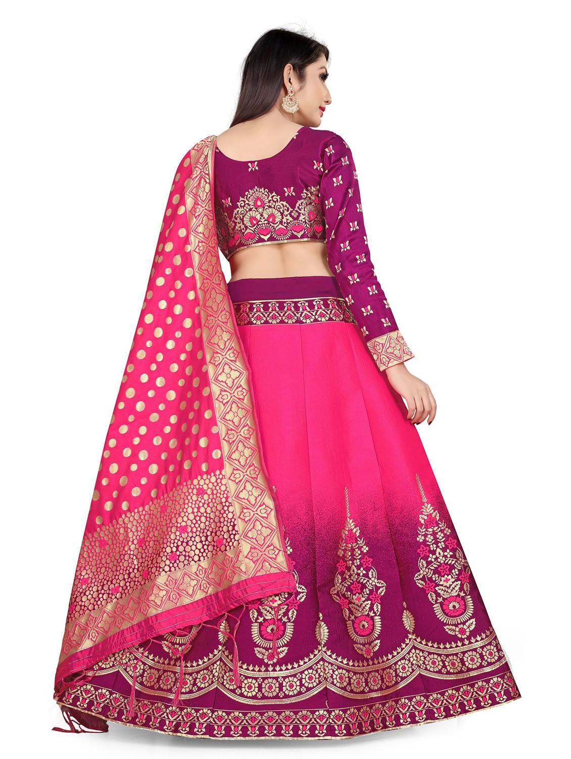 zari work semi-stitched lehenga choli with dupatta - 20209095 - Standard Image - 2