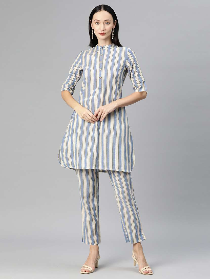 stripes cotton top and trouser set co-ord