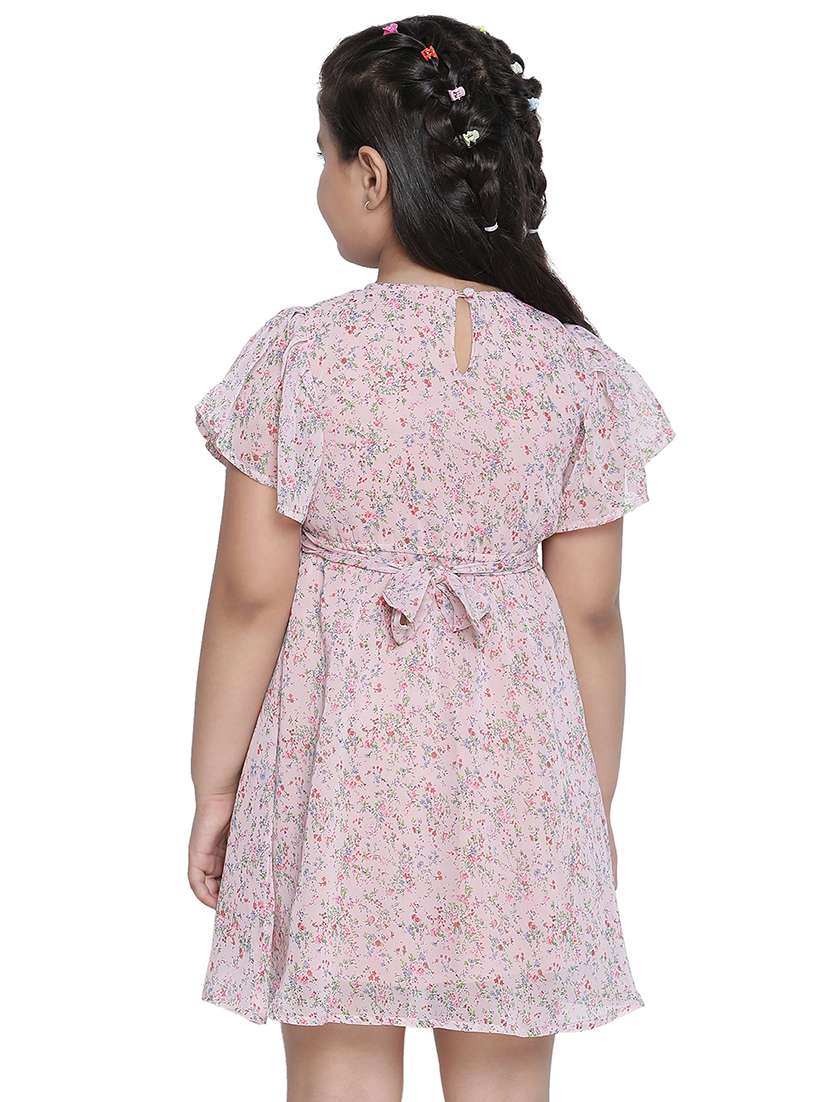 girls round neck cape sleeve frock - 20209369 - Standard Image - 2