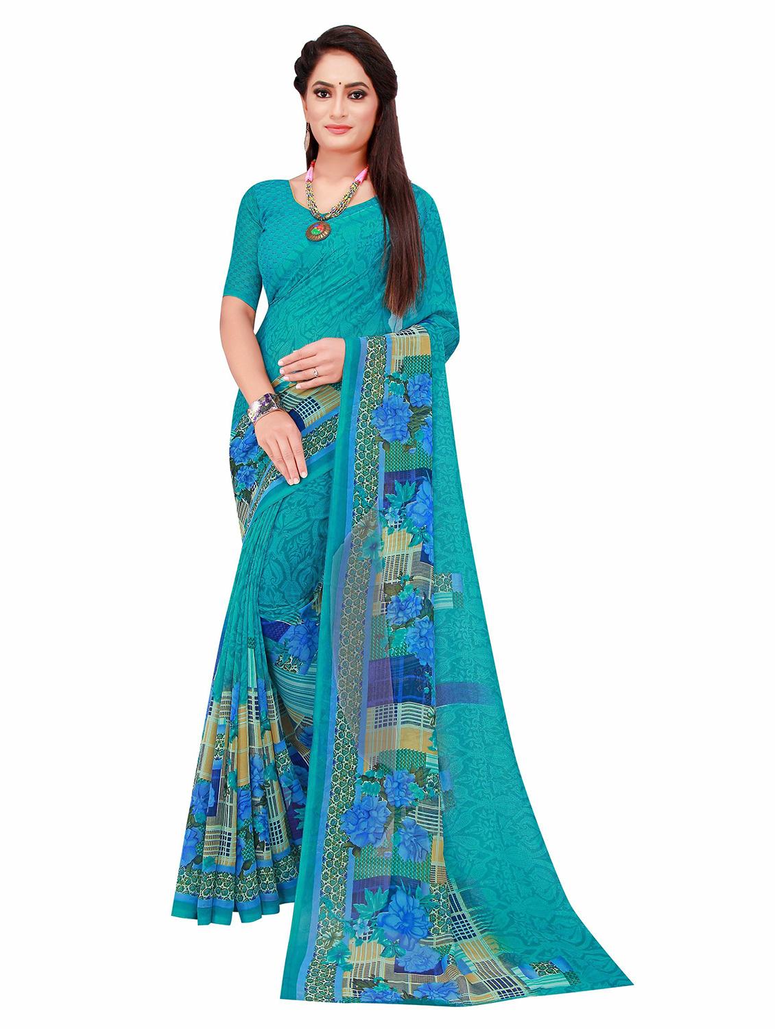 pack of 2 printed sarees with blouse - 20209577 - Standard Image - 2