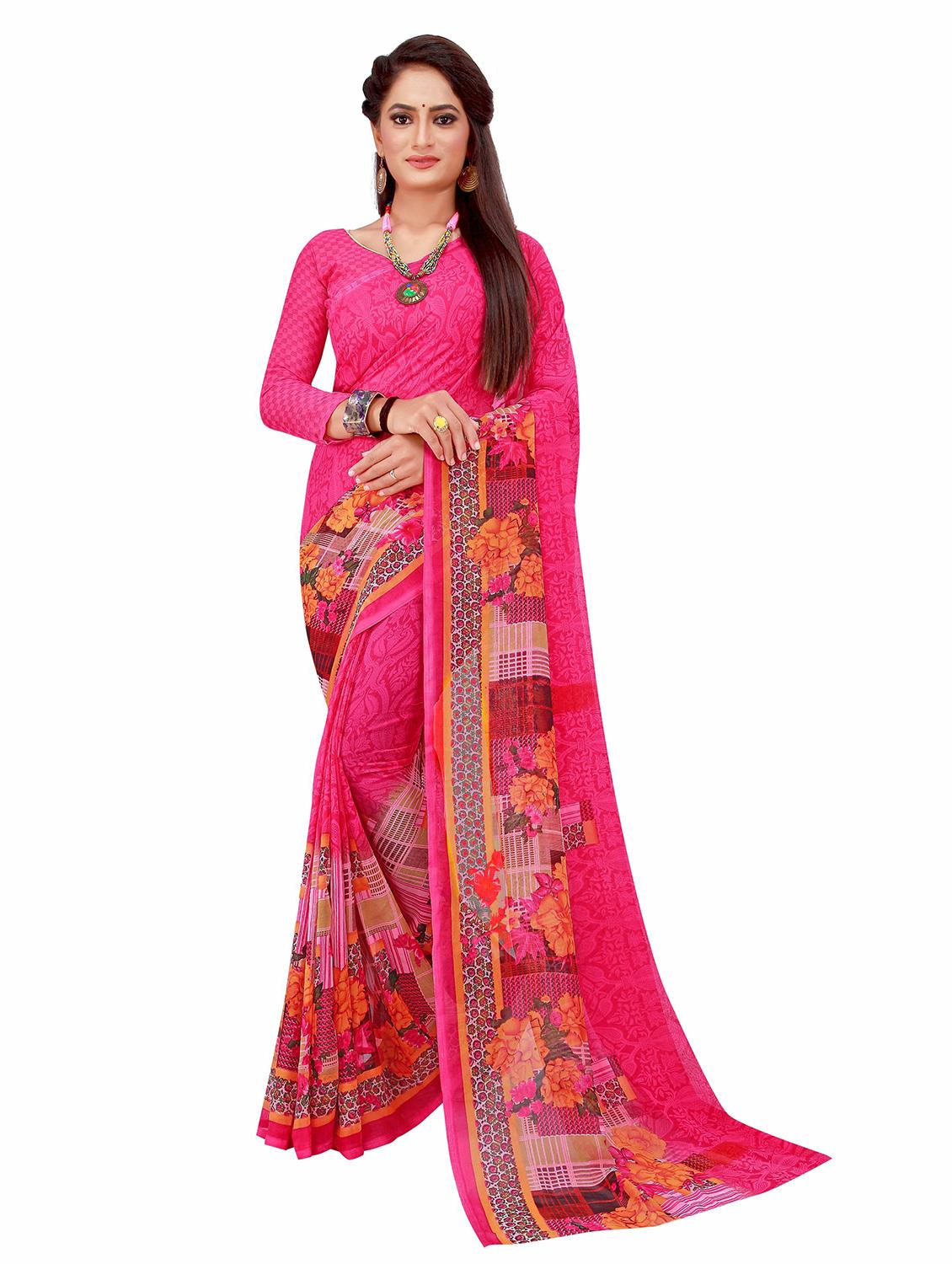 pack of 2 printed sarees with blouse - 20209765 - Standard Image - 2