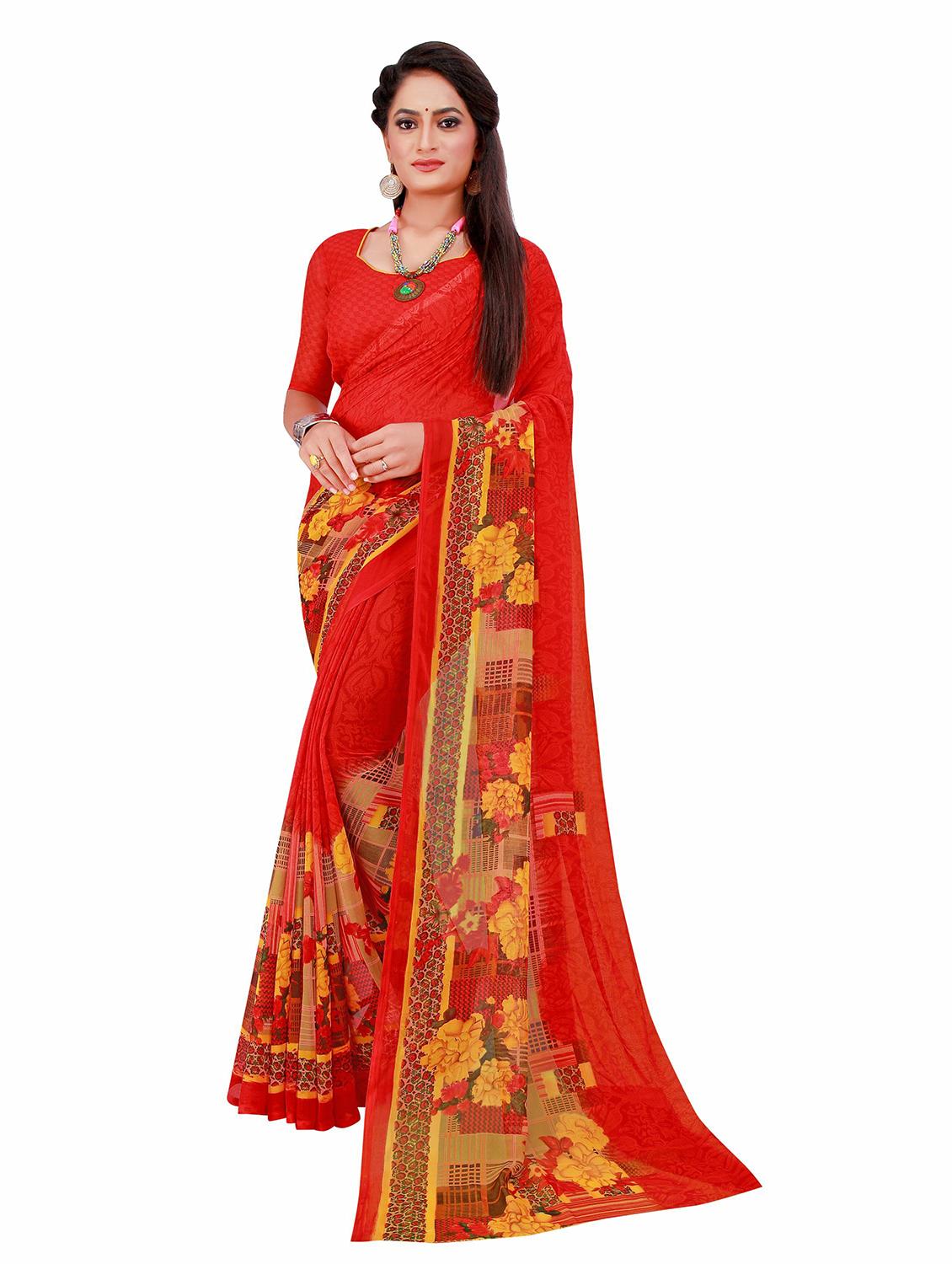 pack of 2 printed saree with blouse - 20209811 - Standard Image - 2