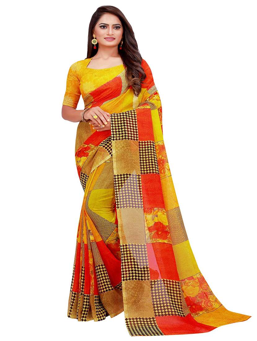 pack of 2 printed sarees with blouse - 20210016 -  Standard Image - 2