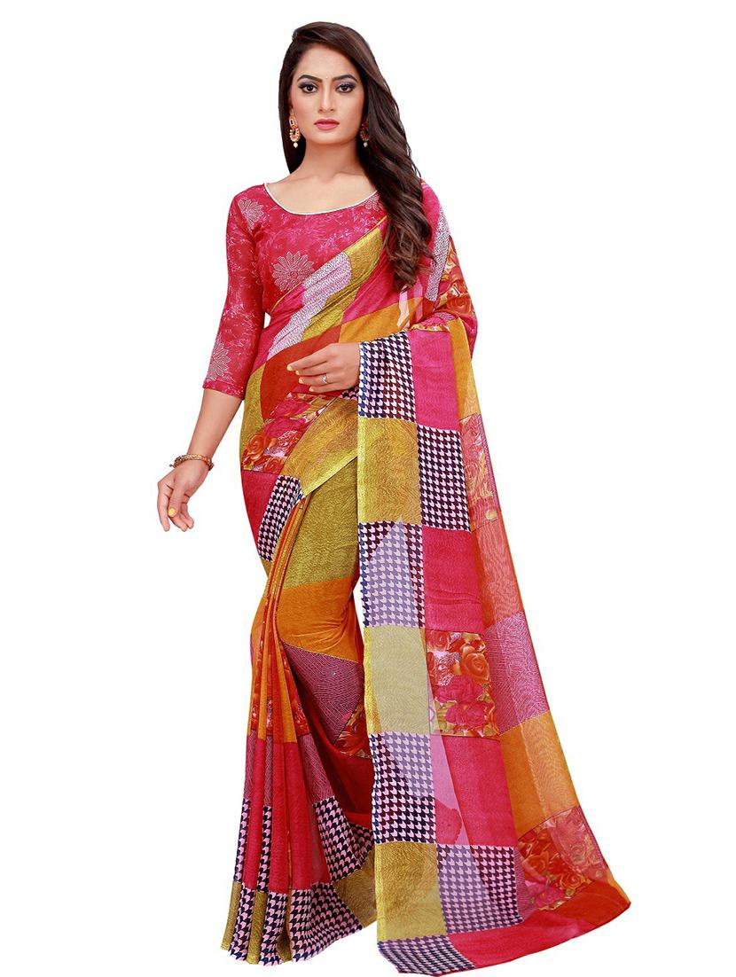 pack of 2 printed saree with blouse - 20210176 - Standard Image - 2