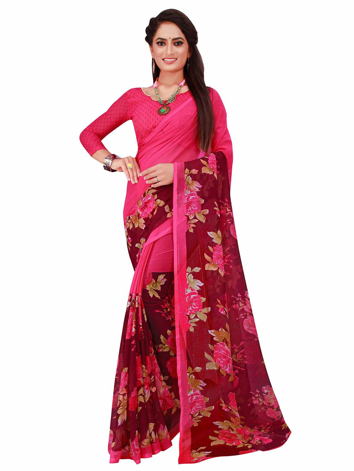 pack of 2 printed sarees with blouse - 20210371 - Standard Image - 2