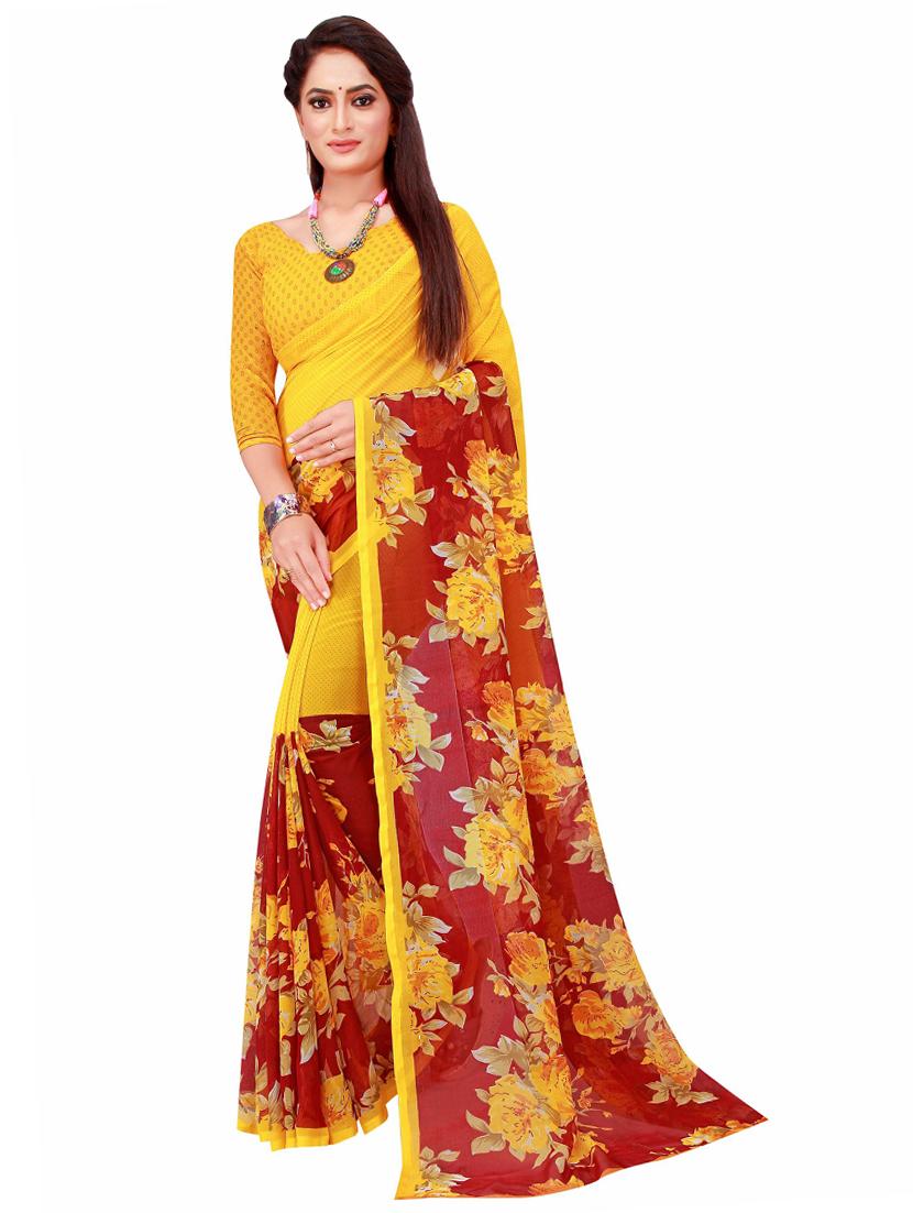 pack of 2 printed sarees with blouse - 20210440 - Standard Image - 2