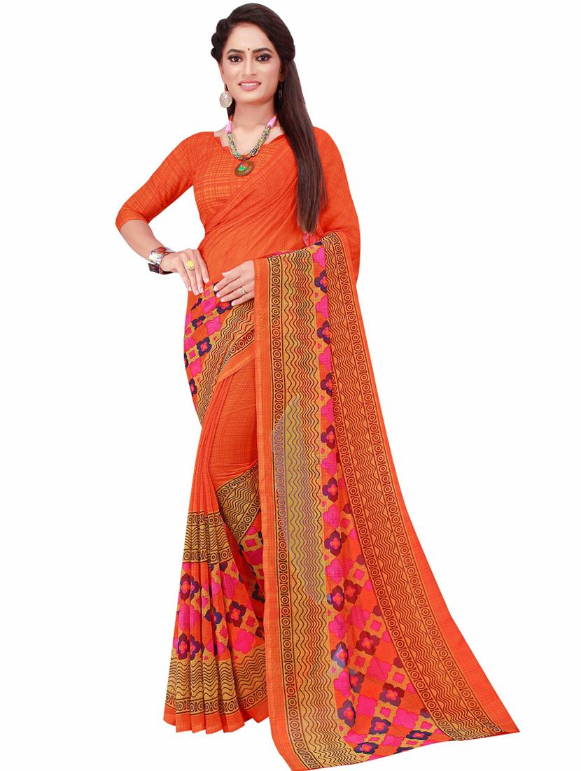 women's printed multi colored saree with blouse - 20210632 - Standard Image - 2