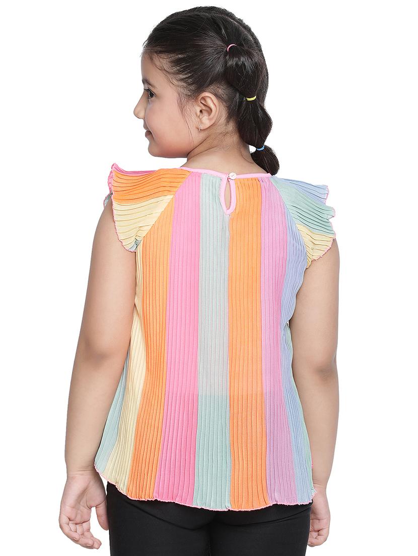girls round neck striped regular tee - 20211249 - Standard Image - 2