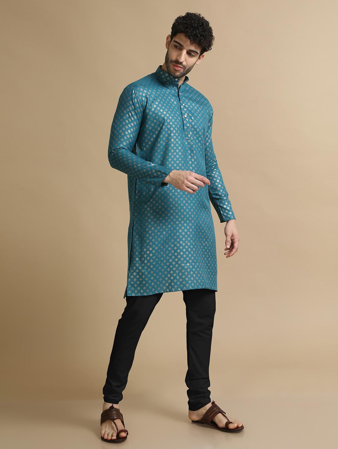 printed cotton kurta pyjama ethnic wear set - 20211284 - Standard Image - 2