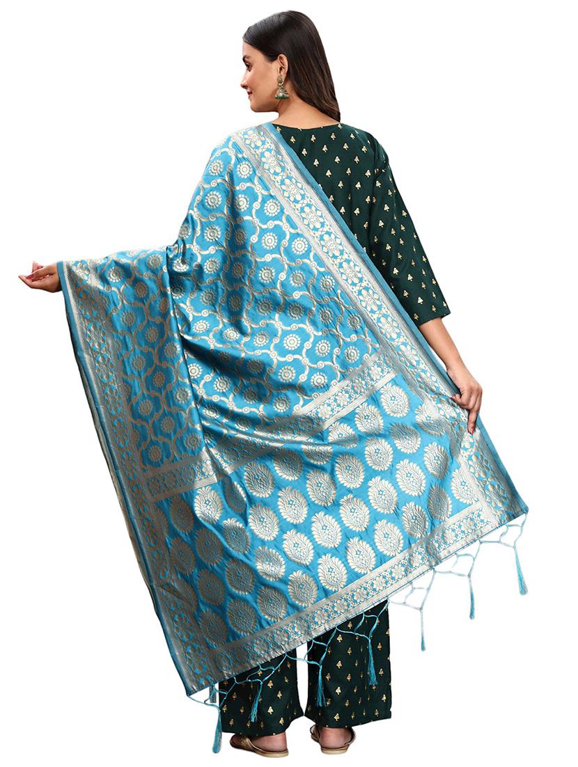 jacquard work banarasi dupatta - 20211925 - Standard Image - 2