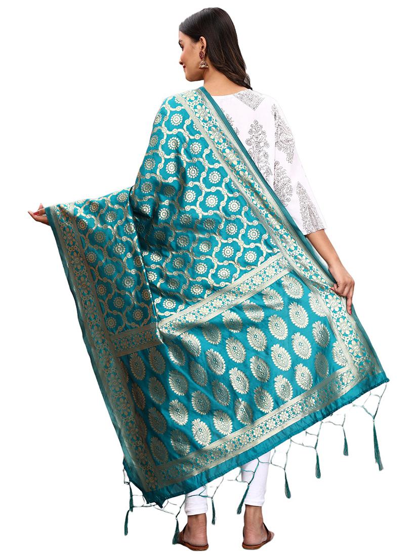 jacquard banarasi dupatta - 20211929 - Standard Image - 2