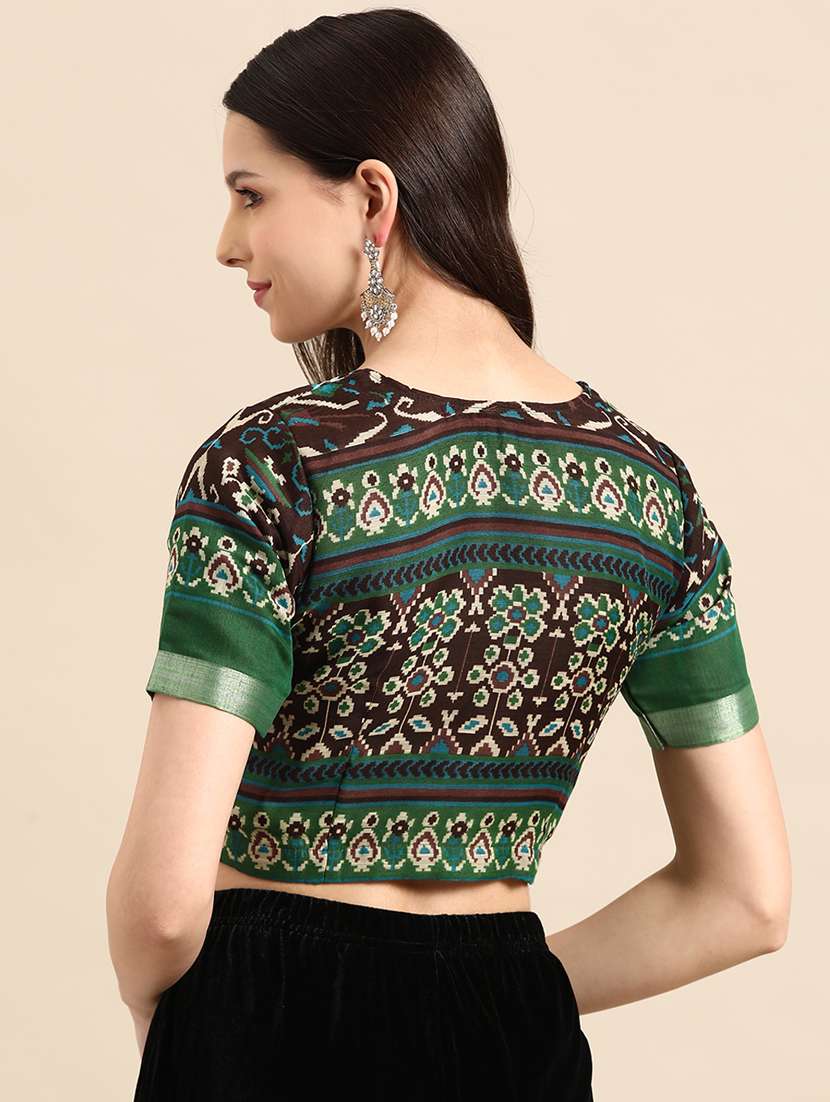 women brown round neck blouse - 20212952 -  Standard Image - 2