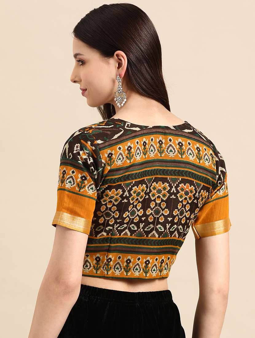 brown printed stitched blouse - 20212959 -  Standard Image - 2