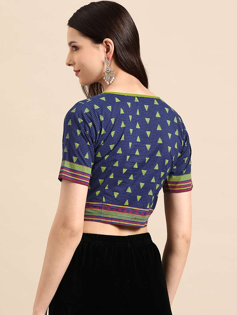 blue printed stitched blouse - 20212972 - Standard Image - 2
