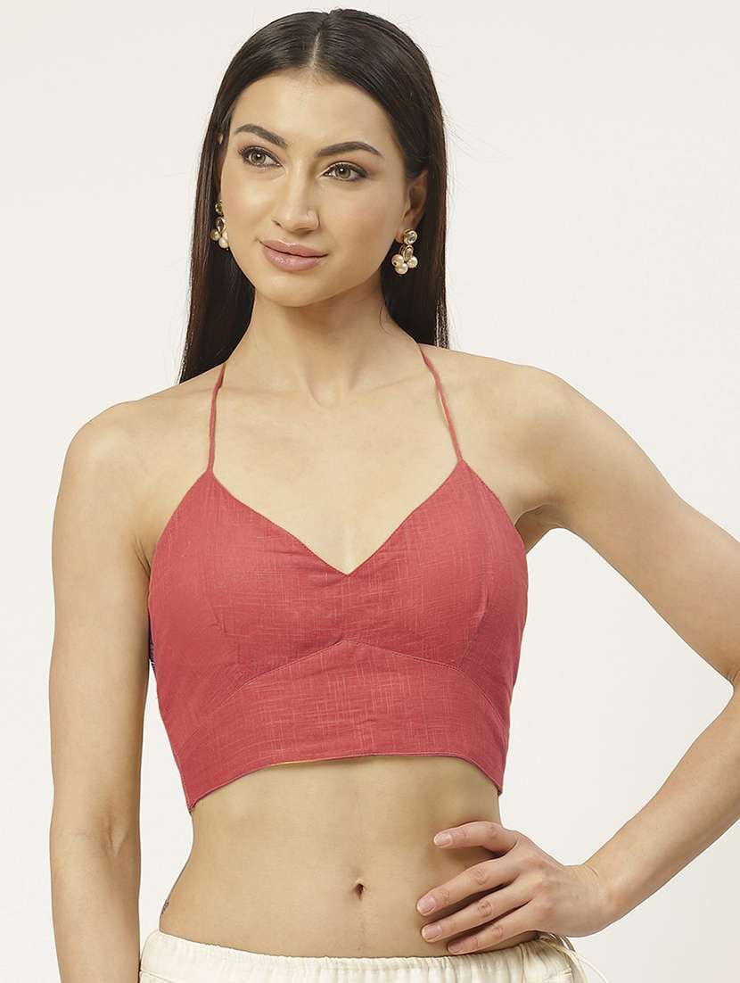 peach backless stitched blouse - 20213025 - Zoom Image - 0