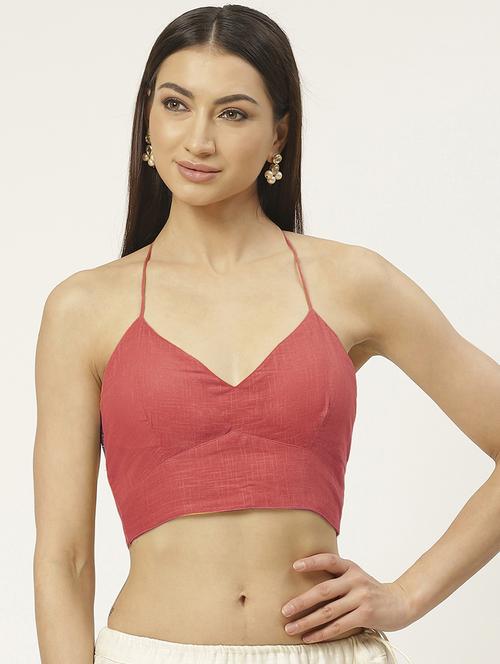 orange cotton solid blouse - 20213032 - Standard Image - 0